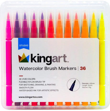 KINGART™ Watercolor Brush Tip Markers, Set of 36