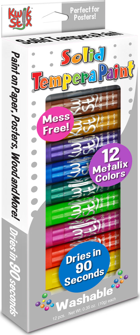 Kwikstix Tempera Paint  12 Metalix Colors