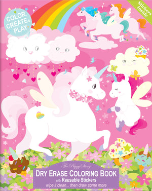Dry Erase Coloring Book - Unicorn Fantasy