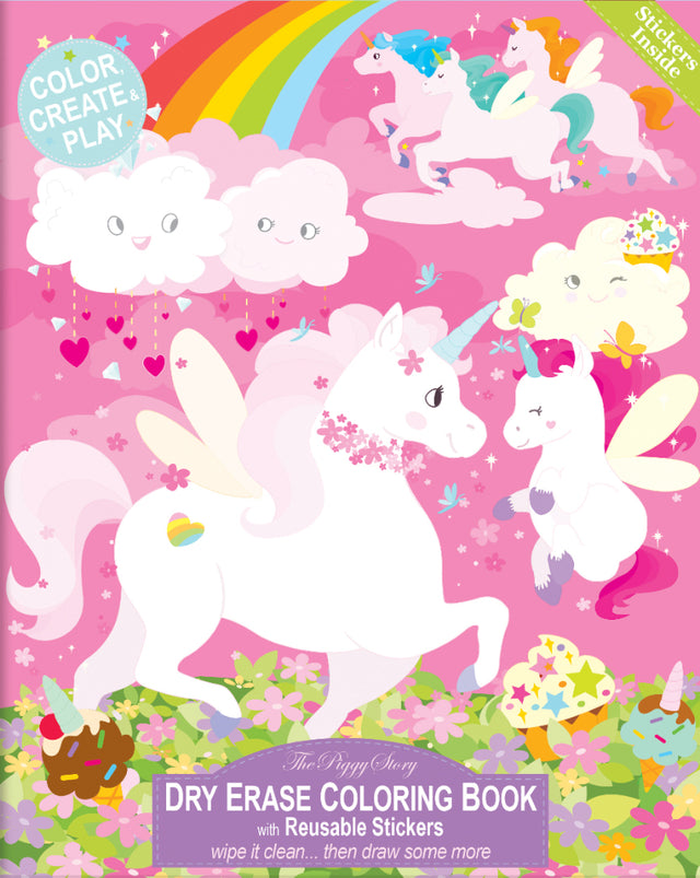 Dry Erase Coloring Book - Unicorn Fantasy