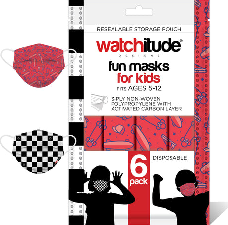 6 Pack Kids Masks  - Skater + Checkers