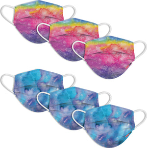 6 Pack Kids Masks  - Rainbow Tie Dye + Purple Tie Dye