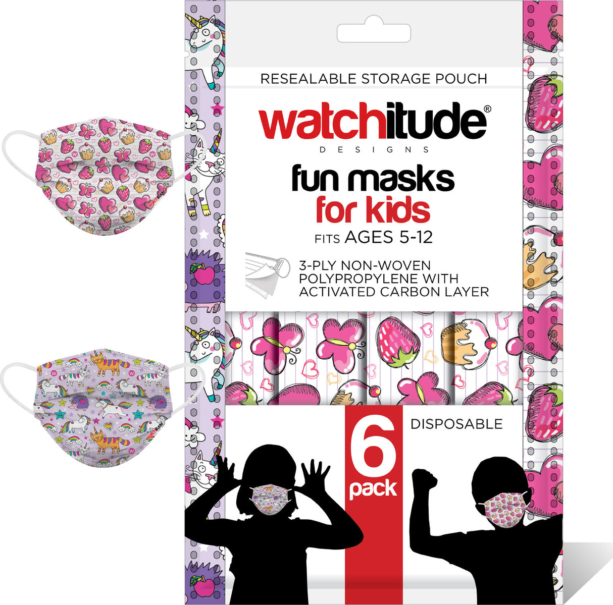 6 Pack Kids Masks  - Butterfly Picnic + Club Unicorn