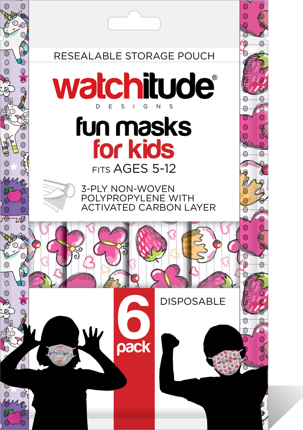 6 Pack Kids Masks  - Butterfly Picnic + Club Unicorn