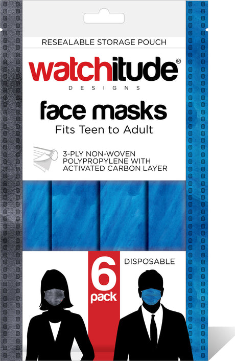 6 Pack Adult Masks - Slate +  Ocean