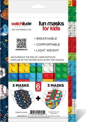6 Pack Kids Mask - Sports + Build Up