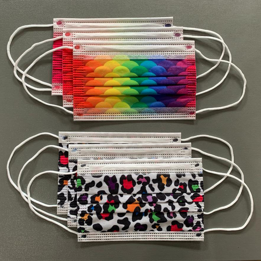 6 Pack Kids Mask - Leopard Camo + Rainbow Skin