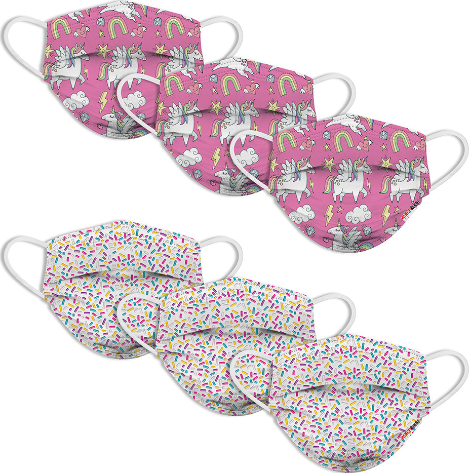 6 Pack Kids Mask - Sprinkles + Unicorn World