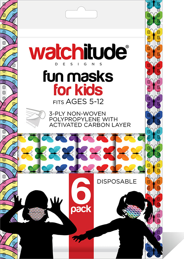 6 Pack Kids Mask - Rainbow Playground + Butterfly